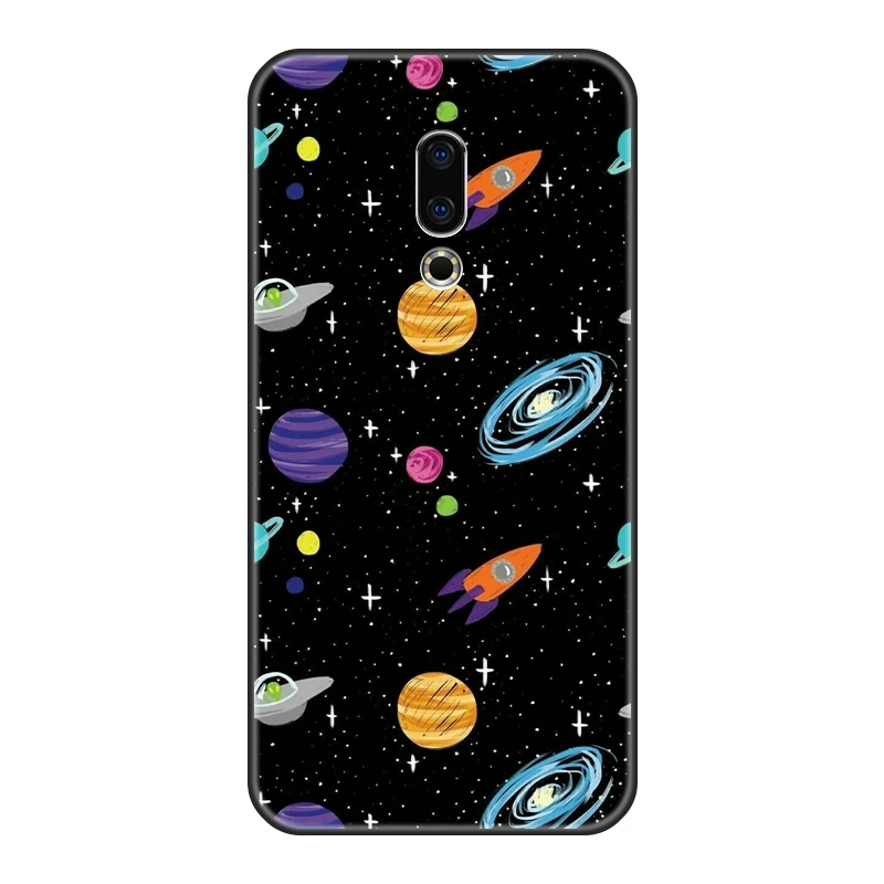 Силиконовый чехол для Meizu 15 Lite 16 Plus 16th 16x с изображением звезд космоса Луны черная