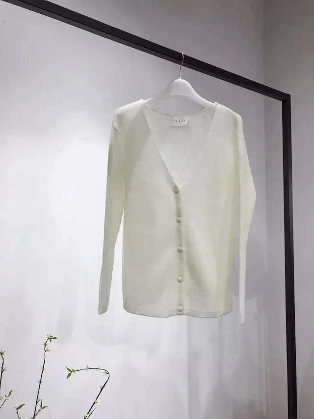 Женский мохеровые вязаные кардиганы CAMIA однотонный свободный свитер с v-образным