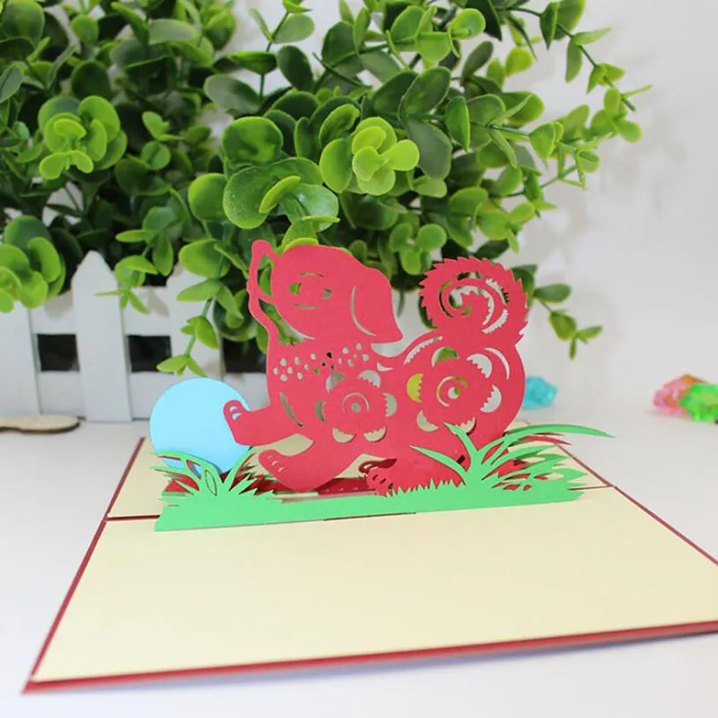 Год Собаки поздравительная открытка праздник ручной работы милая собака