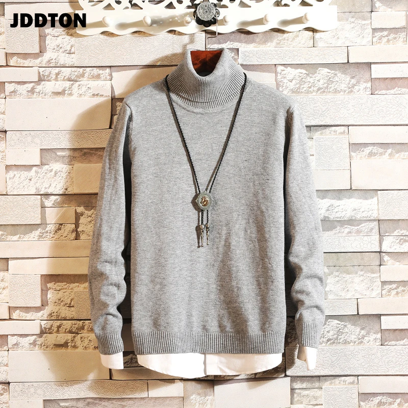 Мужской свитер JDDTON с высоким воротником Мужская Уличная одежда Однотонный