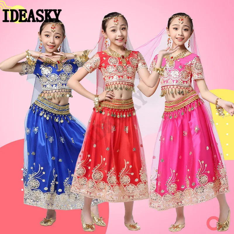 Танцевальный Костюм Болливуда для девочек Детский комплект танца живота