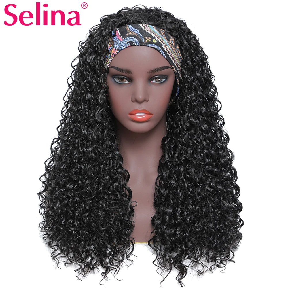

Water Wave Headband Wig Synthetic Wig for Women Scarf Glueless Velcro Design Heat Resistant Fiber Cosplay Daily Lolita Curly Wig