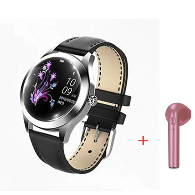 add headset KW10 Модные Смарт-часы для женщин IP68 Водонепроницаемый мониторинг сердечного ритма Bluetooth smartwatch для Android IOS фитнес-браслет для девочек - Цвет: add headset