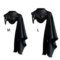 medieval armor black cloak single shoulder retro cape gothic punk lace up renaissance costume crusader gear for adult