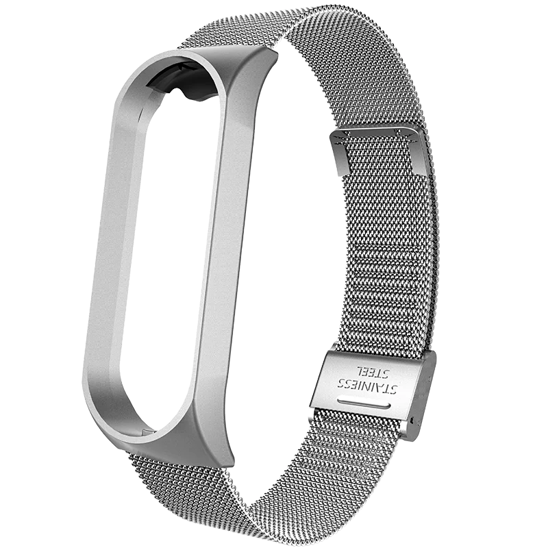 Silver Пряжка металлический ремешок браслет для Xiaomi mi 4/3 ремешок для mi Band 4/3 ремешок из нержавеющей стали mi Band 4/3 наручный ремень - Цвет: Silver