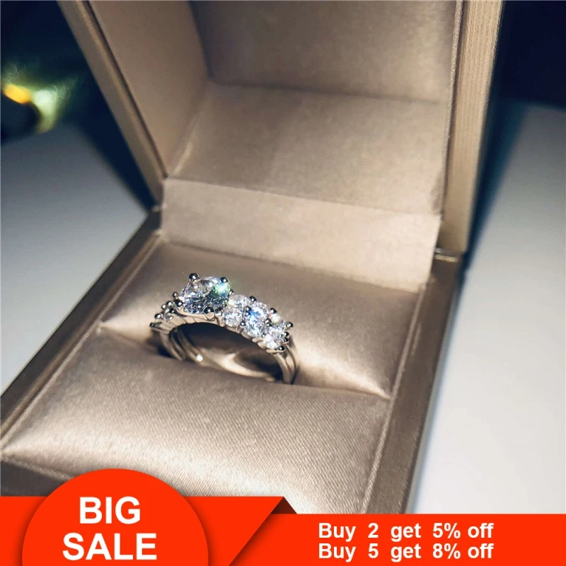 Женские Классические кольца Vecalon обручальные из стерлингового серебра 925 пробы