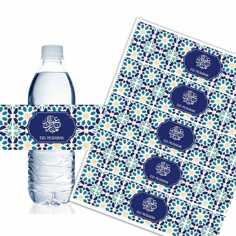 

Moroccan Eid Mubarak Decoration Water Bottle Labels Eid Mubarak Drink Wrap Party Decor
