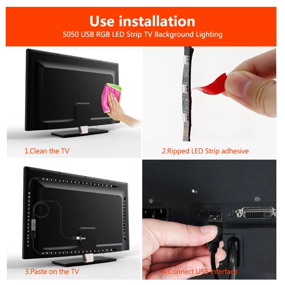 5 В USB Светодиодная лента 5050 RGB гибкий светодиодный светильник 50 см 1 м 2 м 3 м USB кабель питание RGB декоративная лампа лента для ТВ фоновый светильник ing