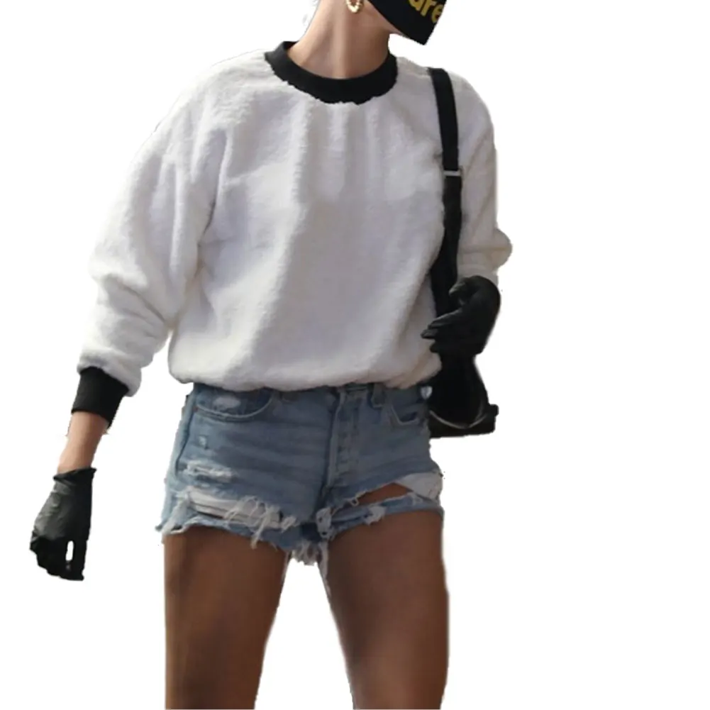 

Women Solid Color Sweater, Batwing Sleeve Round Neck Fleece Pullover Autumn Casual Style Top