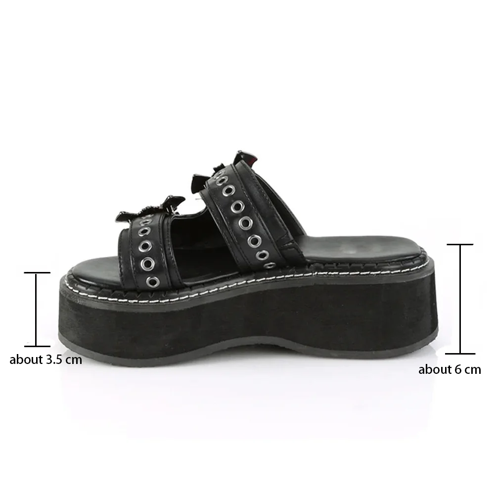 

DORATASIA Brand Women Casual Comfy Top Quality Summer Slippers Punk Gothic Bat Platform Wedges Slip On Outside Shoes For Women