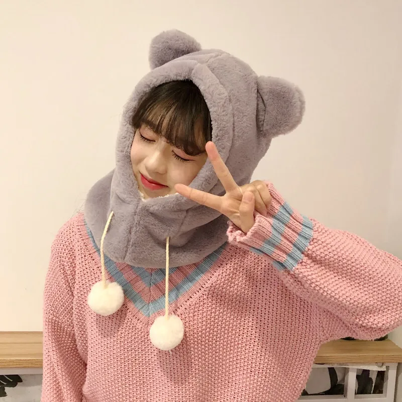 Шапка женская осень и зима сладкий милый плюшевый шарф одна Корейская версия