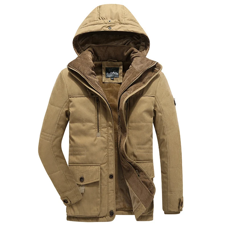 8XL Plus Size Winter Men Hooded Parkas Fur Linner Thicken Jacket Male Casual Overcoat Hat Detachable Coats Man Jaqueta Masculina