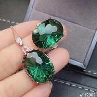 kjjeaxcmy fine jewelry green crystal 925 sterling silver women gemstone pendant necklace chain ring set beautiful