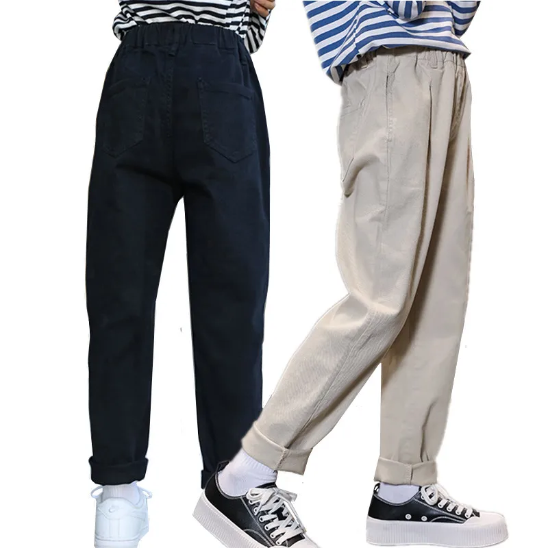 

2021 Spring Kids Girls Pants Solid Fashion Style Children Casual Loose Trousers Cotton For Teenager Girl 4-14 Years LC042