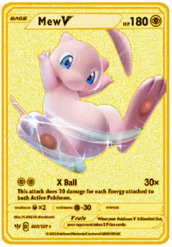 Juego de cartas de Pokemon para Metal dorado, colecci&oacute;n de cartas de acci&oacute;n de Pok&eacute;mon, juego de Anime, Kaarten, Mewtwo, Charizard, Pikachu, Battle, Pokemon Gold-5