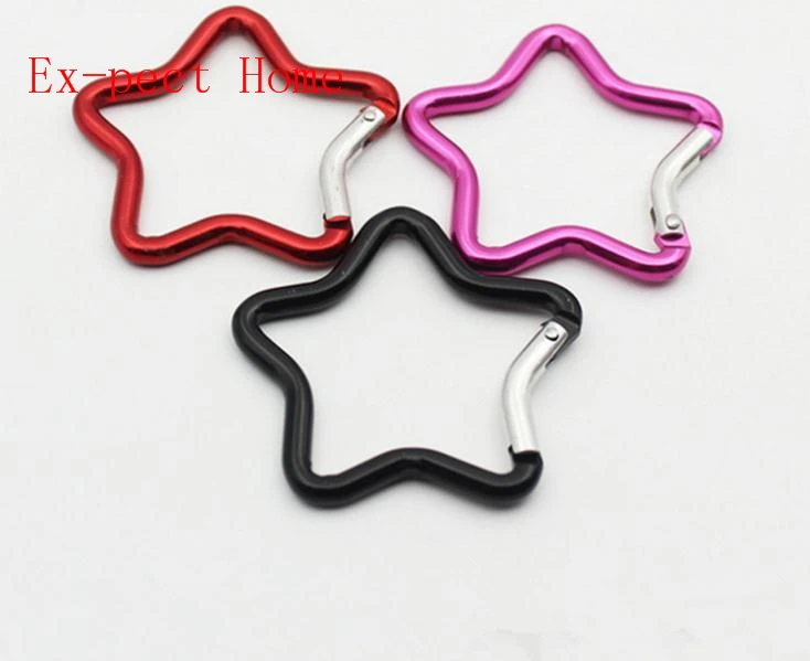 Anillo de aluminio para exteriores, mosquet&oacute;n de estrella, gancho para llavero, escalada, acampada, Color al aire libre, 300 piezas, 5cm, entrega aleatoria-1