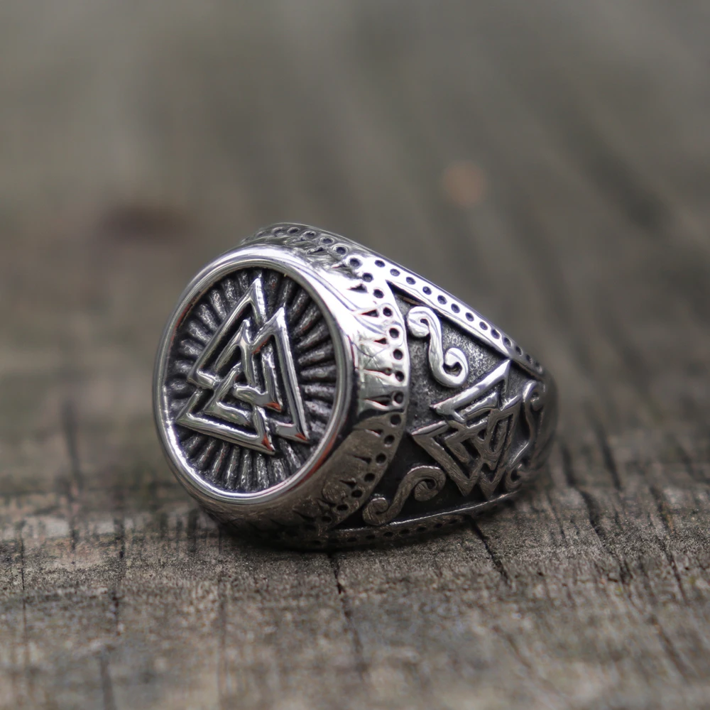 Мужское кольцо Viking из нержавеющей стали Valknut Norse стиль Odin руны кольца-Амулеты серебряные ювелирные изделия Norse