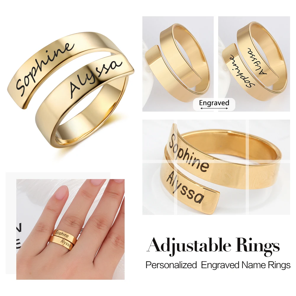 Персонализированное кольцо с Гравированными именами для мужчин и женщин