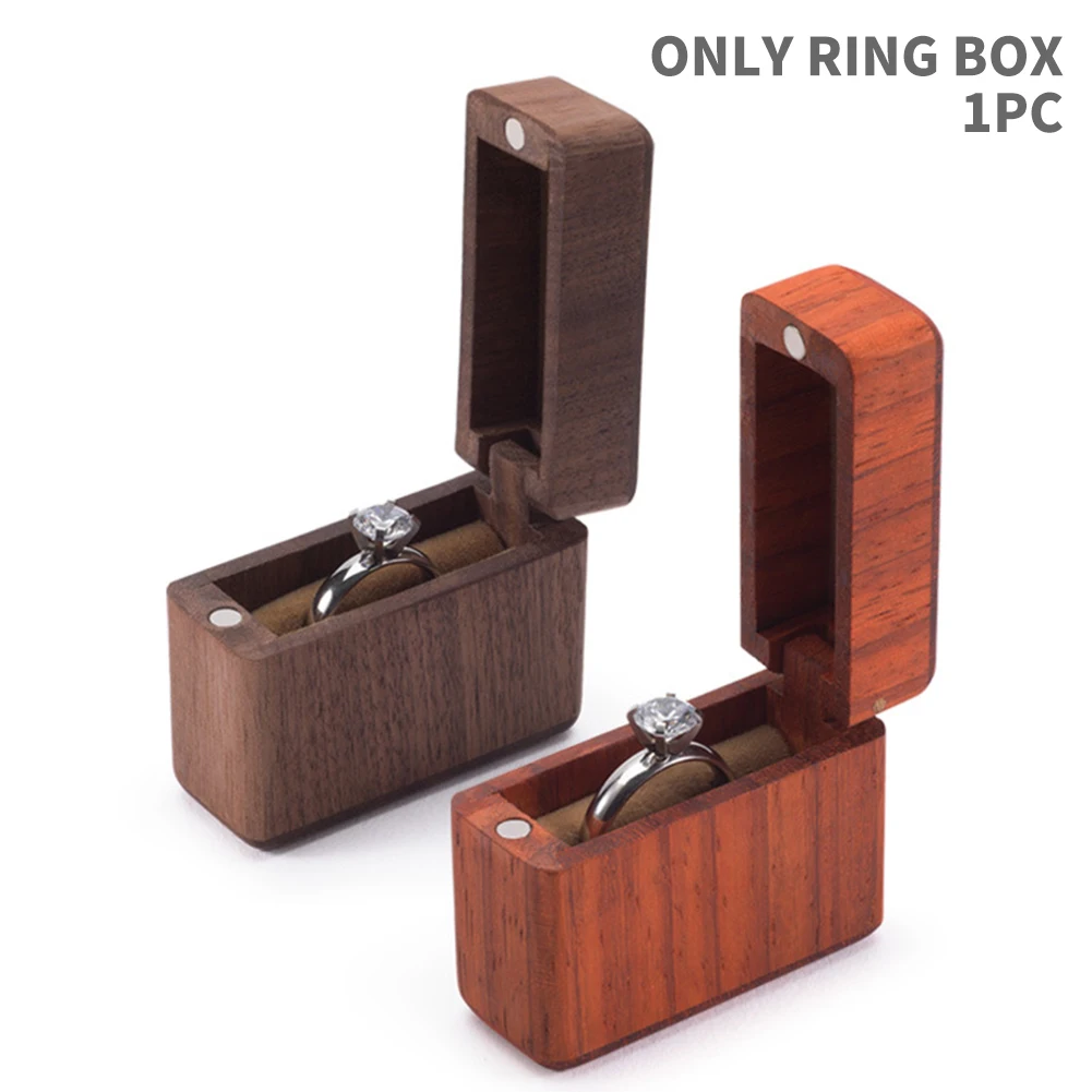 

Display Holder For Couples Jewelry Case Storage Wedding Propose Gifts Ring Box Container Retro Engagement Mini Handcraft Wooden