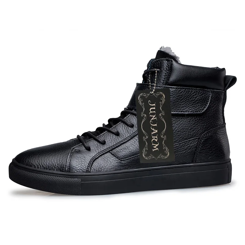 Мужские зимние теплые ботинки JUNJARM коричневые повседневные мотоциклетные из 100%