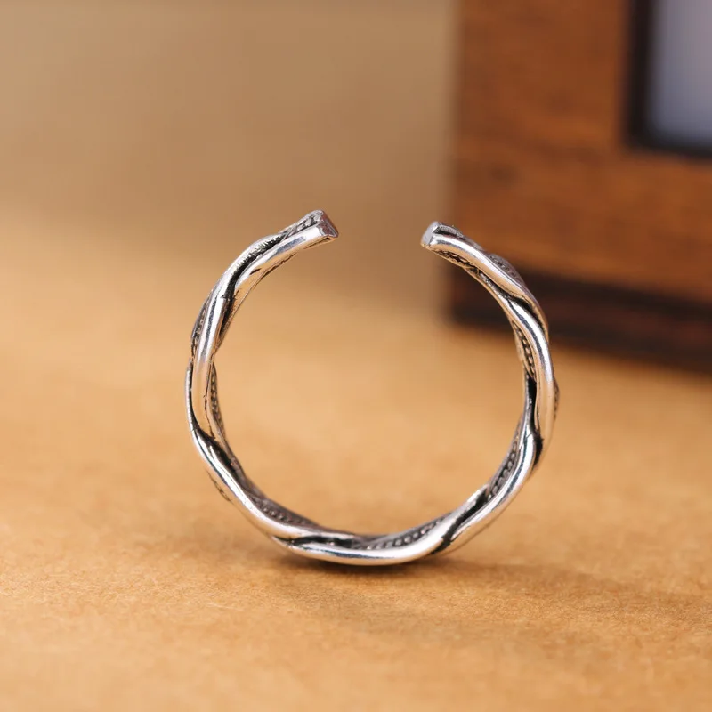 2019 New Retro Woven Ring 925 Sterling Silver Jewelry Creative Intertwined Opening For Men And Women | Украшения и аксессуары