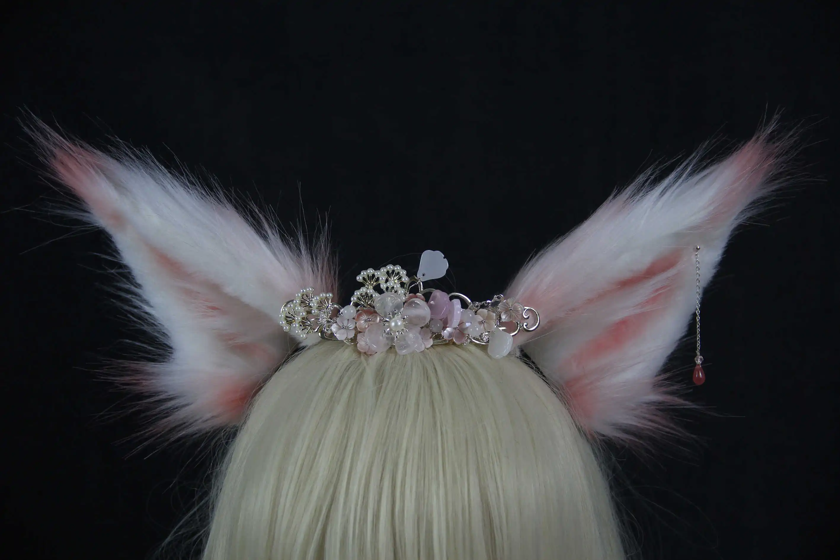 Новый рождественский Обруч Ручной работы с белыми розовыми ушками лисы волка