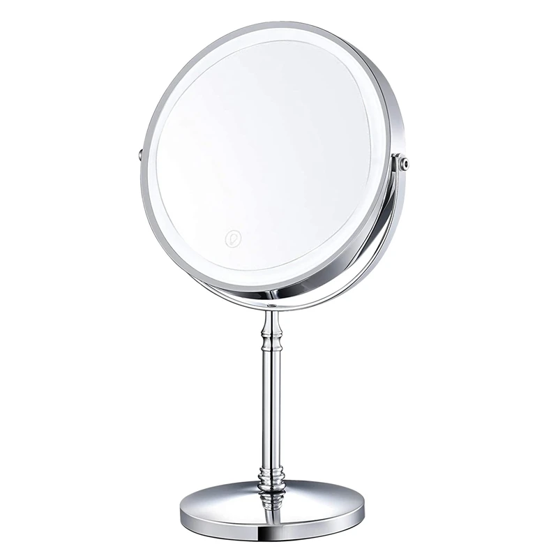 

5X Magnified Lighted Makeup Double Mirror,7Inch Portable Battery LED Lights Cosmetic Desk Vanity Mirror for Bathroom
