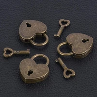 vintage heart shape mini padlock bag travel suitcase luggage box case key lock