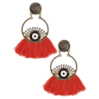 zhini new fashion geometric circle hollow earrings for women 2020 statement earring boho demon eye tassel earrings jewelry gift