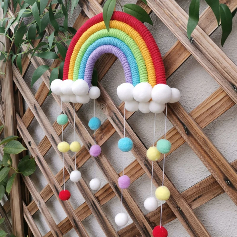 Красочное Радужное макраме настенное украшение хлопковая кисточка для детской