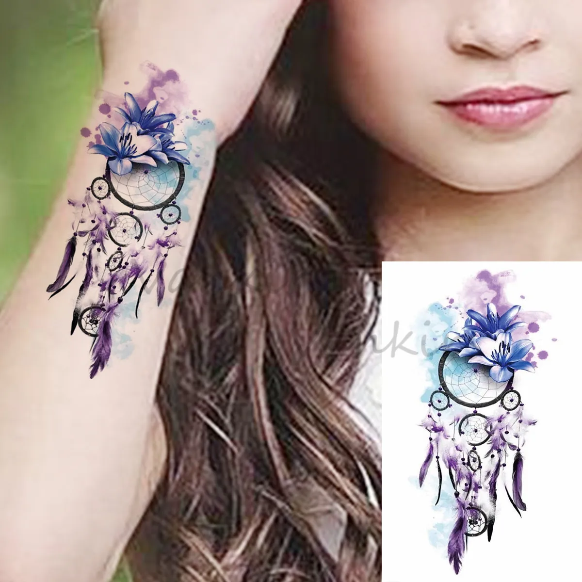 Красочные Лавандовые Временные татуировки для детей и взрослых реалистичный