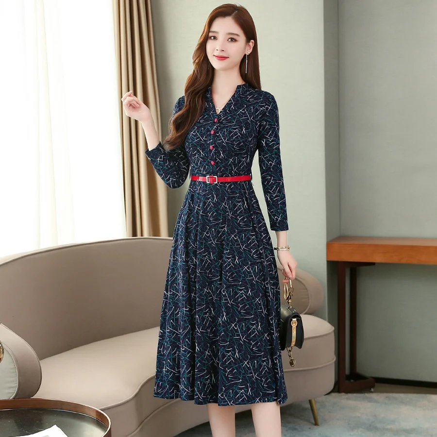 Винтажное Хлопковое платье-миди Boho с принтом; сезон осень-зима; 3XL; большие размеры; платье с длинными рукавами; элегантные женские облегающие вечерние платья