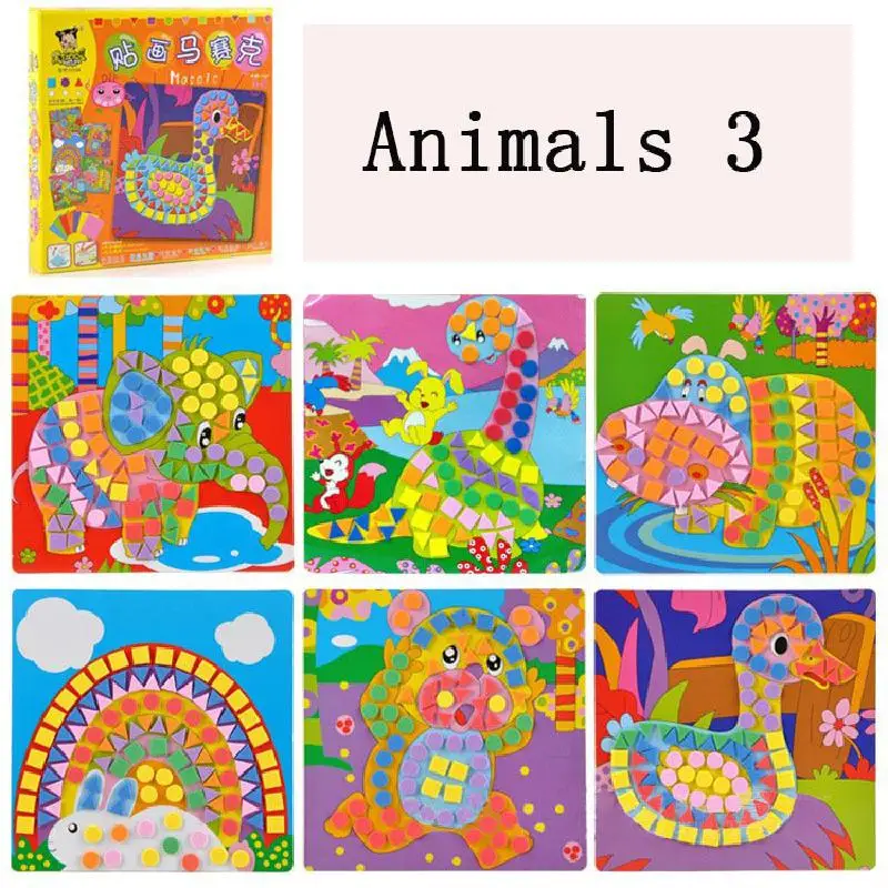 Детские наклейки художественные головоломки животные/автомобили Обучающие