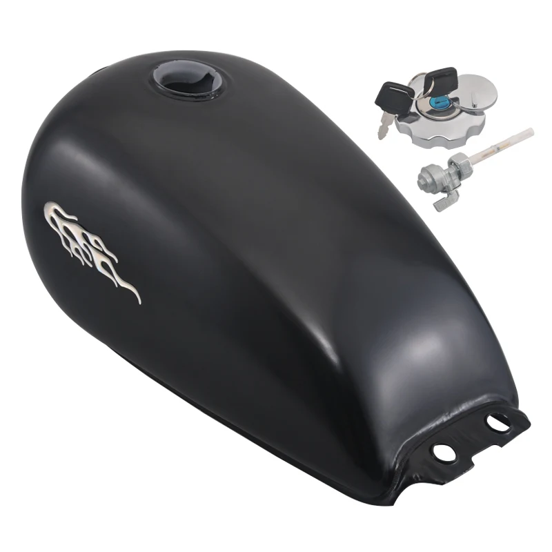 

Аксессуары для мотоциклов, 9 л/2,4 галлонов, топливное масло, Бензобак и наклейки с черепом и пламенем, подходит для Suzuki GN 125 250, черный