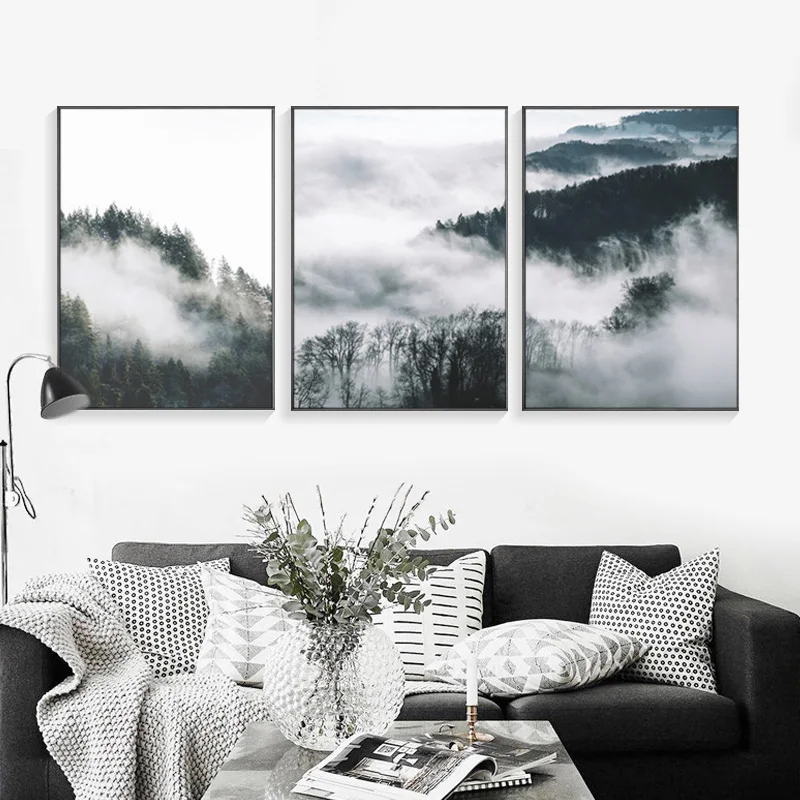 Картина с природным пейзажем Скандинавская на холсте Настенная картина для