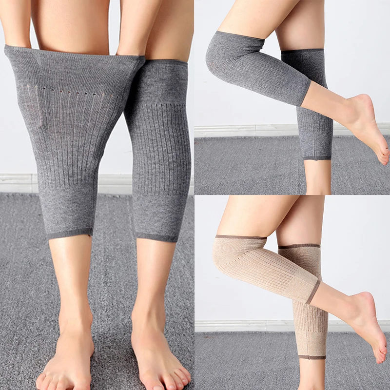 Зимние компрессионные наколенники для поддержки колена вязаные шерстяные