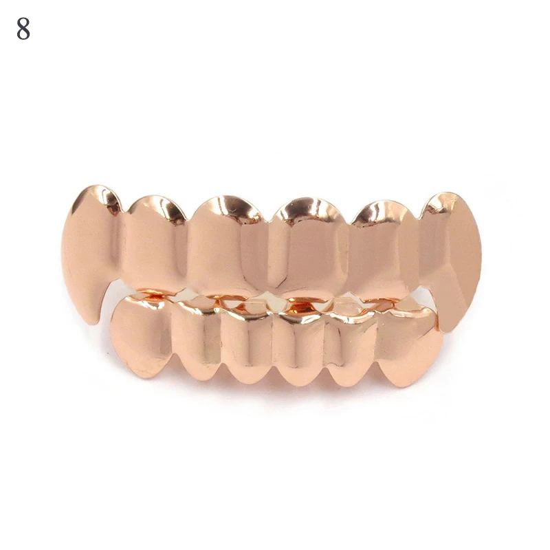 Хип-хоп золотые зубы Grillz верхние и нижние грили зубной рта Панк зубы шапки Косплей вечерние украшения для зубов