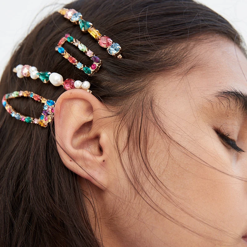 Женские заколки для волос Коми ZA модные с искусственными стразами и жемчугом