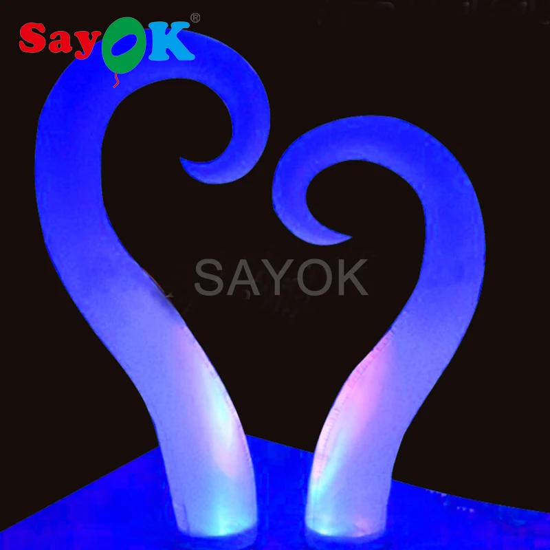 売却 カスタマイズされたインフレータブル形状スパイラルコーンカラフルな Led ライト、インフレータブル柱ベース送風パーティーイベントの装飾