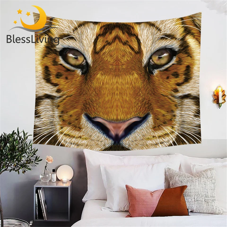

BlessLiving Tiger Design Tapestry 3D Wild Animal Bed Sheet Decorative Wall Hanging Tapestries Vivid Wall Art 150cmx200cm