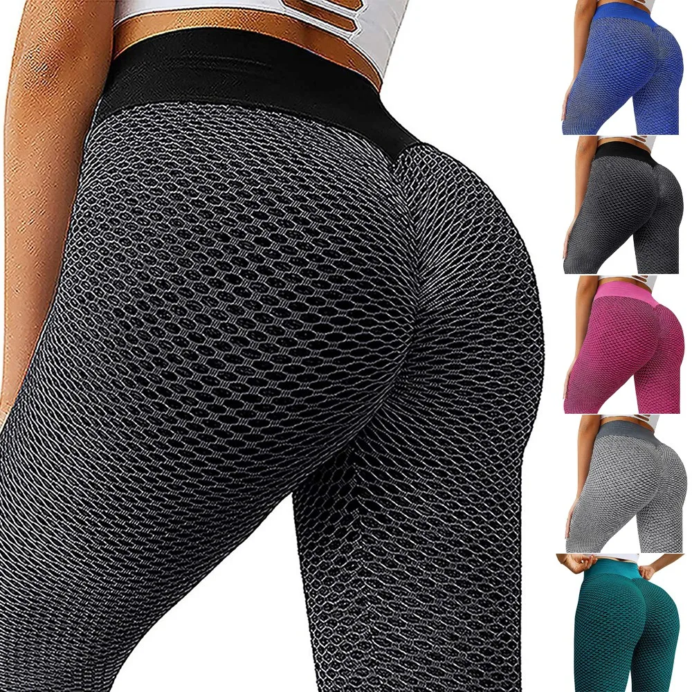 

2021 New Seamless Fitness Women Yoga Leggings Push Up Gym High Waist Soft Grid Workout Leggings Fashion Tights Yoga Pants