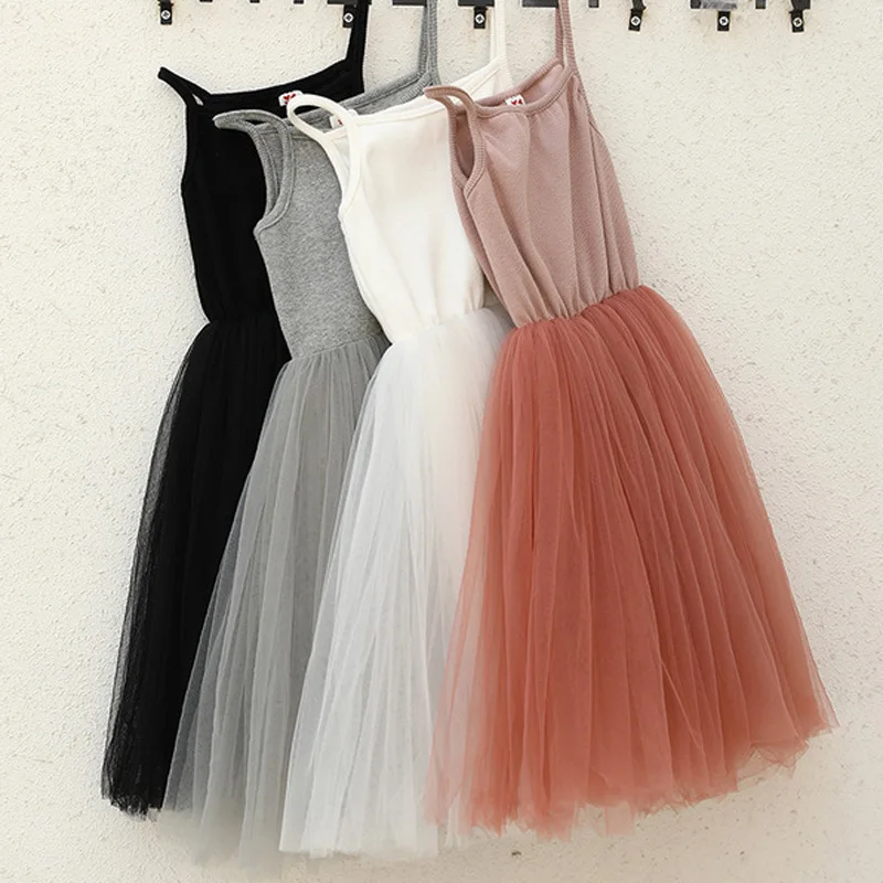 

Summer Girls Clothes Kids Mesh Strap Dresses For Girls Casual Sling Dress Baby Girl Party Children Clothing BB161