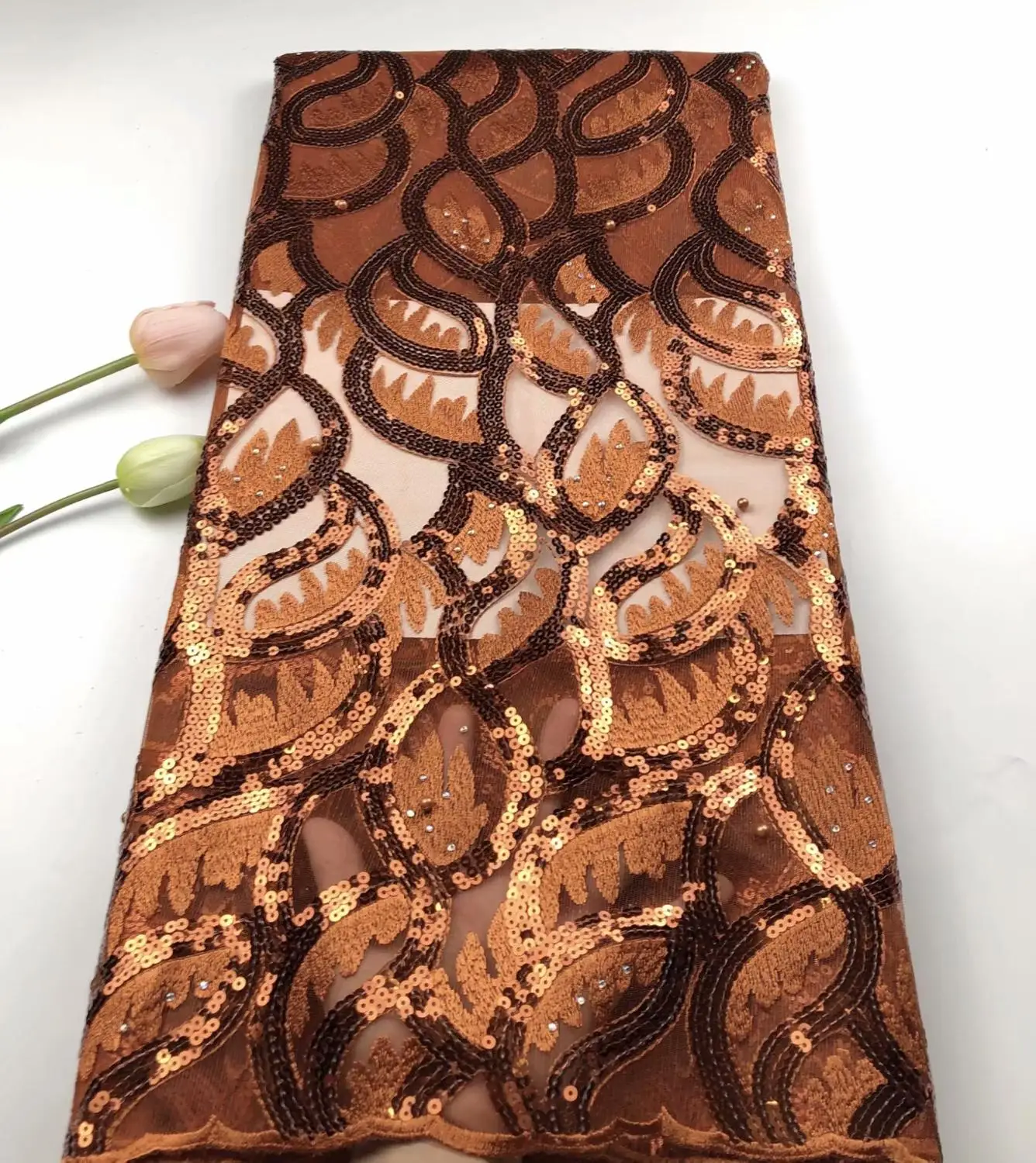 

African Lace Fabric High Quality Lace Nigerian sequins Lace Fabrics Embroidery Tulle French Lace For Women Dress HSDE161