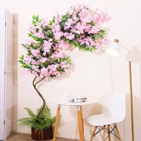 5pclot cherry blossoms tree artificial flowers 3 fork sakura flowers branch silk diy home wedding background wall decoration