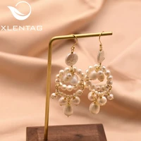 xlentag luxury natural semi baroque pearl earrings women angel party gifts women boho earing hook anime fashion jewelry ge0842