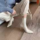 Женские ботильоны из натуральной кожи Donna-in, Однотонные эластичные ботинки на молнии на высоком каблуке, яркие вечерние короткие сапоги, новинка 2021