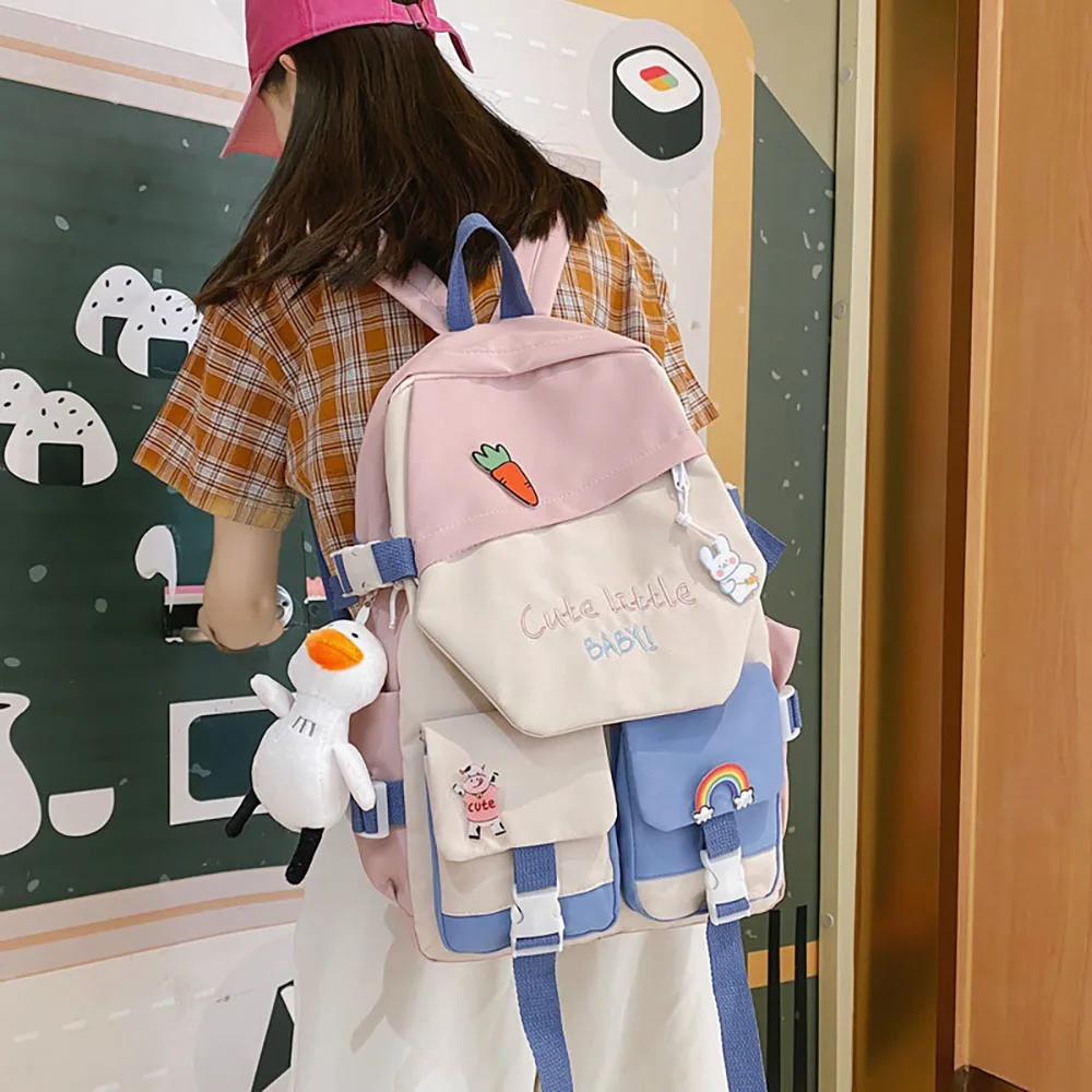 

Школьный ранец ABQP карамельных цветов для девочек, вместительный нейлоновый школьный рюкзак для ноутбука для женщин, женский дорожный рюкза...