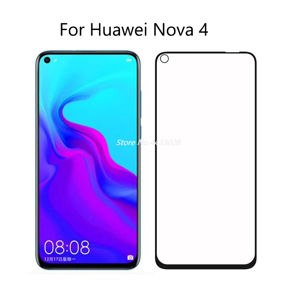 Закаленное стекло для телефона Huawei Nova 4 полное покрытие клеем антибликовое