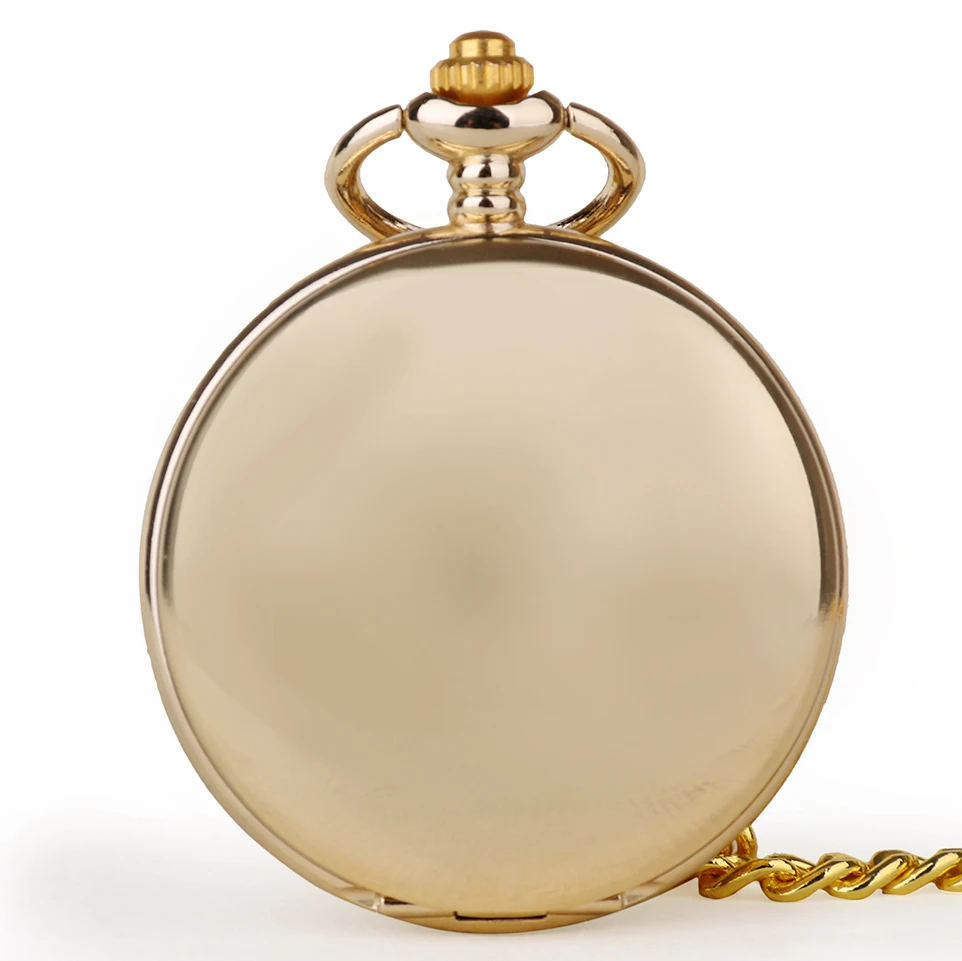 Золотые гладкие мужские кварцевые карманные часы полированные часы-брелок