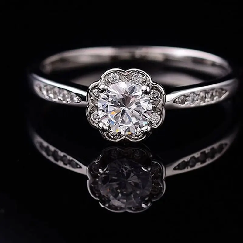 Серебряное кольцо GRA сертификат 1.00ct D VVS свадебное обручальное с бриллиантом 925